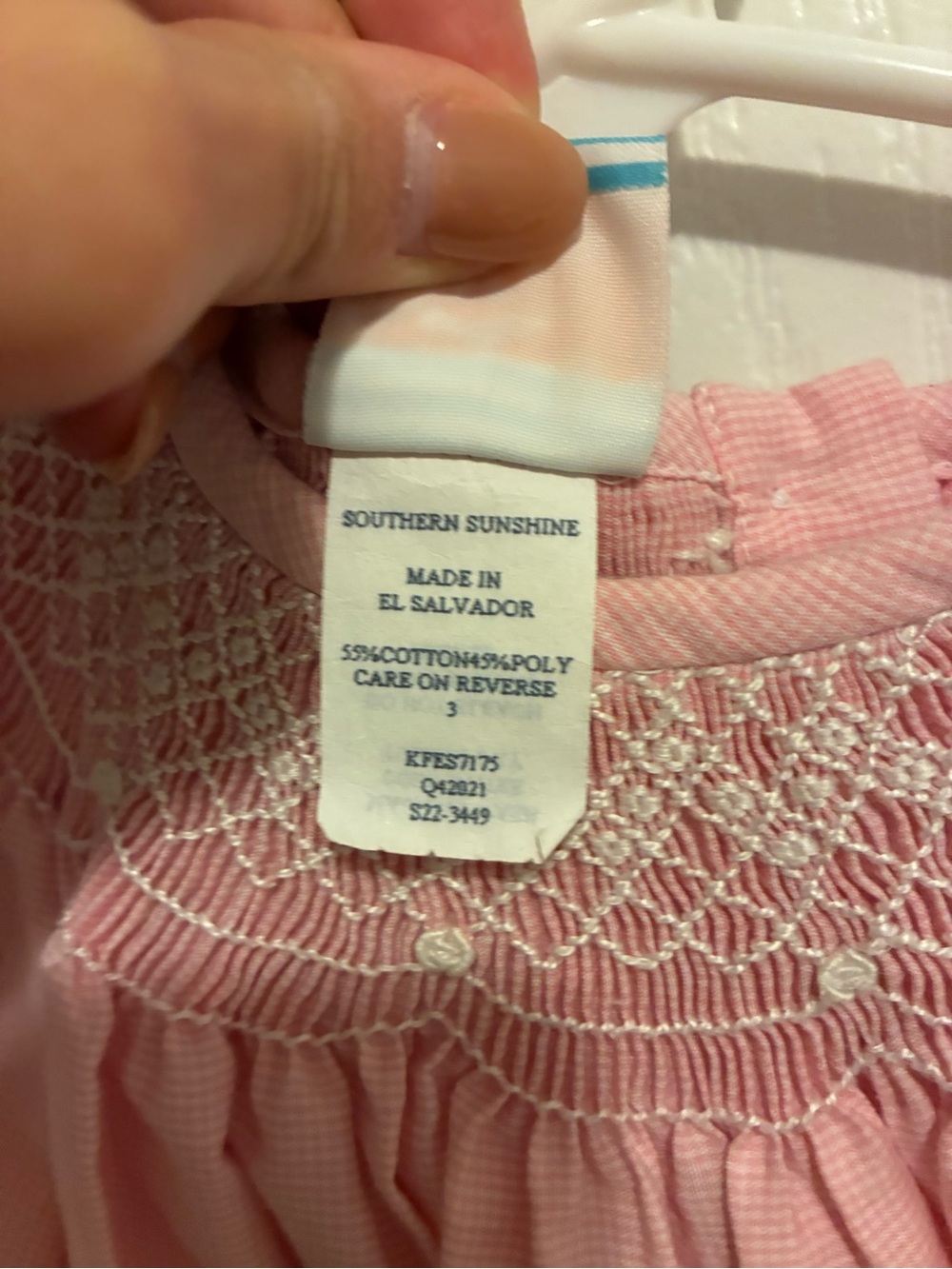 Girls Pink Smocked Short-Sleeve Dress - Picture 3 of 3